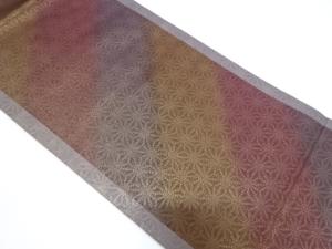 斜め縞に麻の葉模様織り出し袋帯